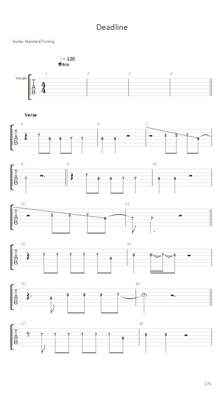Deadline吉他谱