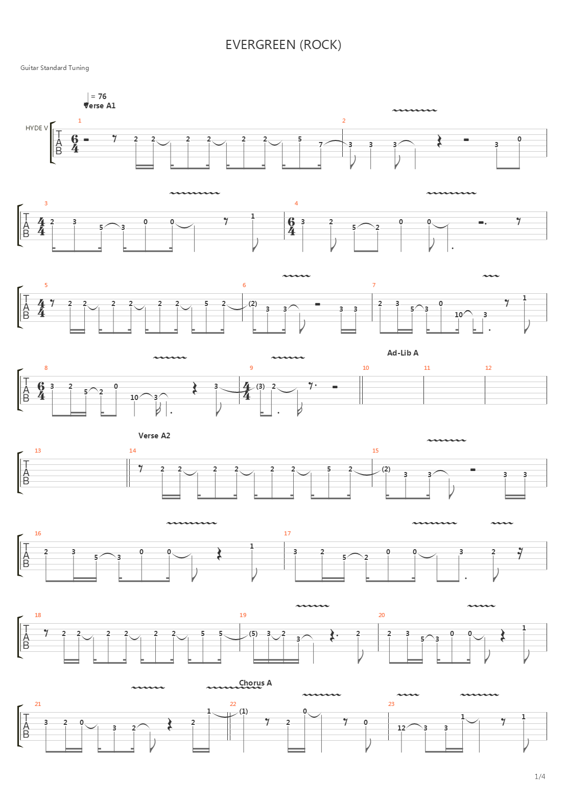Evergreen Rock吉他谱
