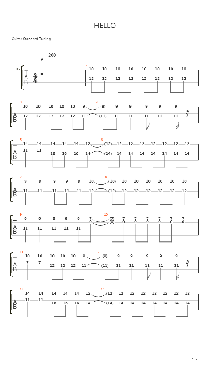 Hello吉他谱