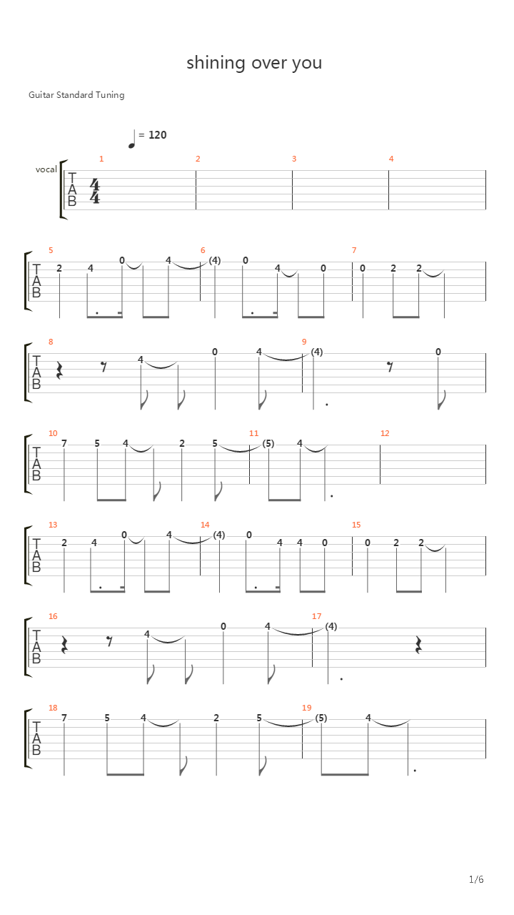 Shining Over You吉他谱