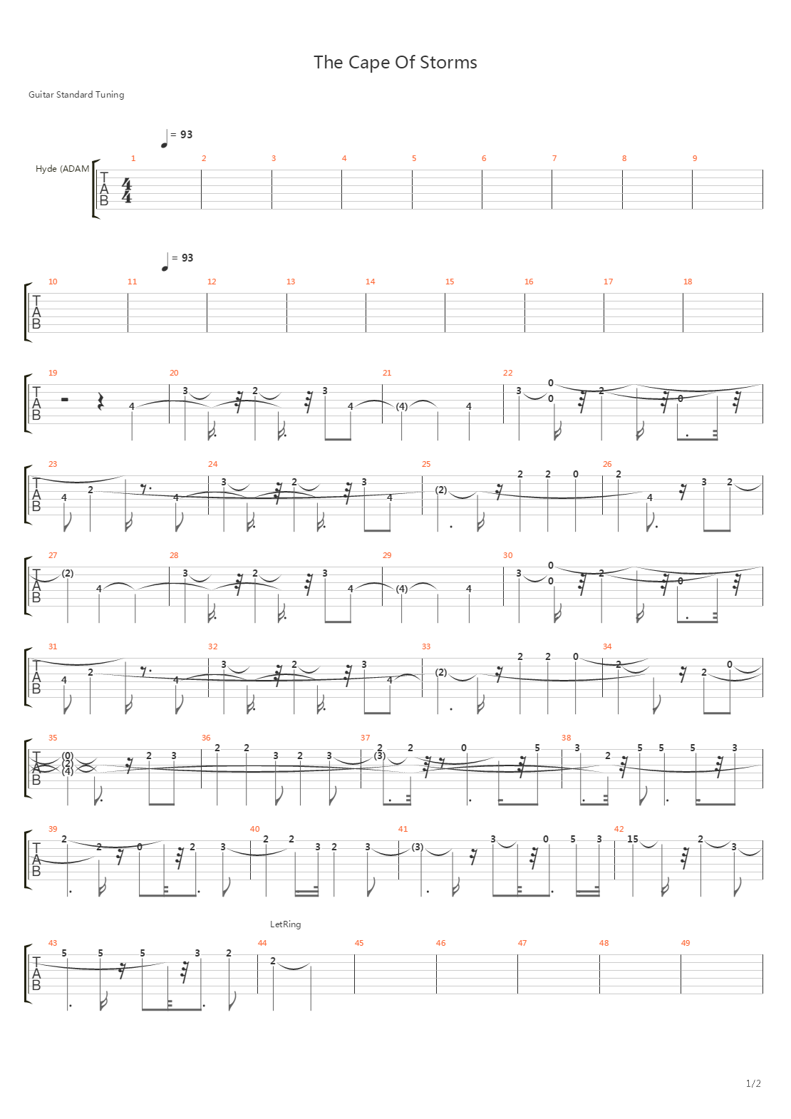 The Cape Of The Storm吉他谱