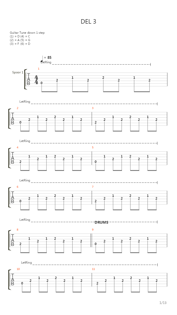 Del 3吉他谱