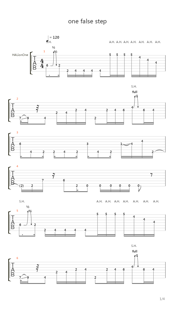 One False Step吉他谱
