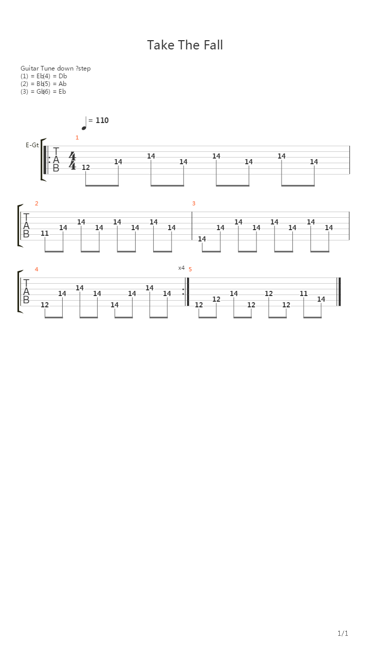 Take The Fall吉他谱