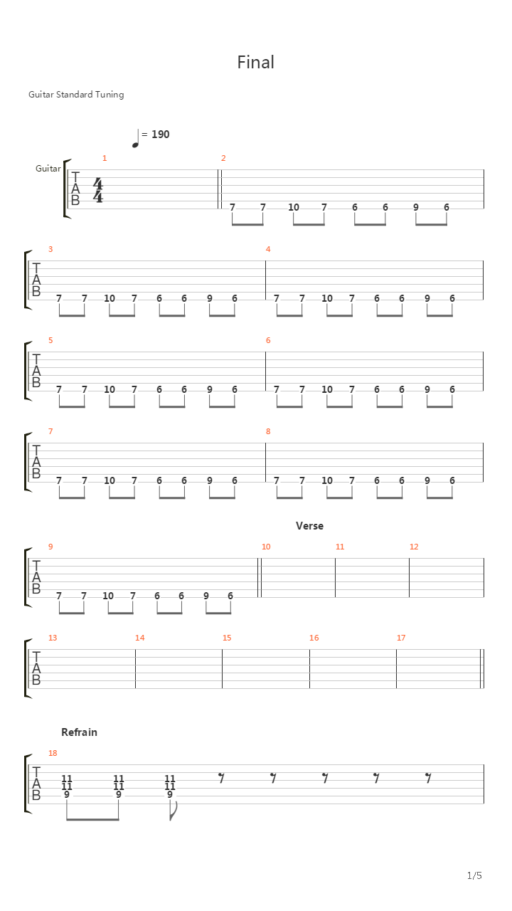 Final吉他谱