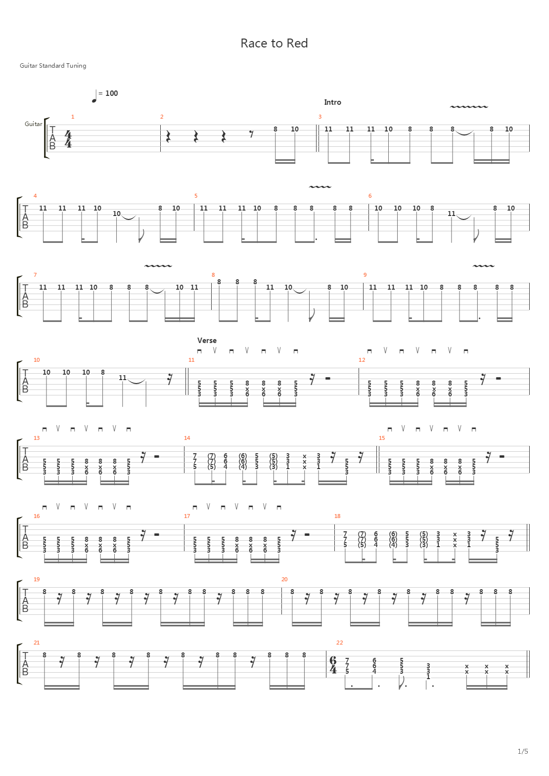 Race To Red吉他谱