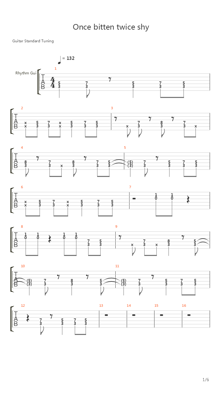 Once Bitten Twice Shy吉他谱