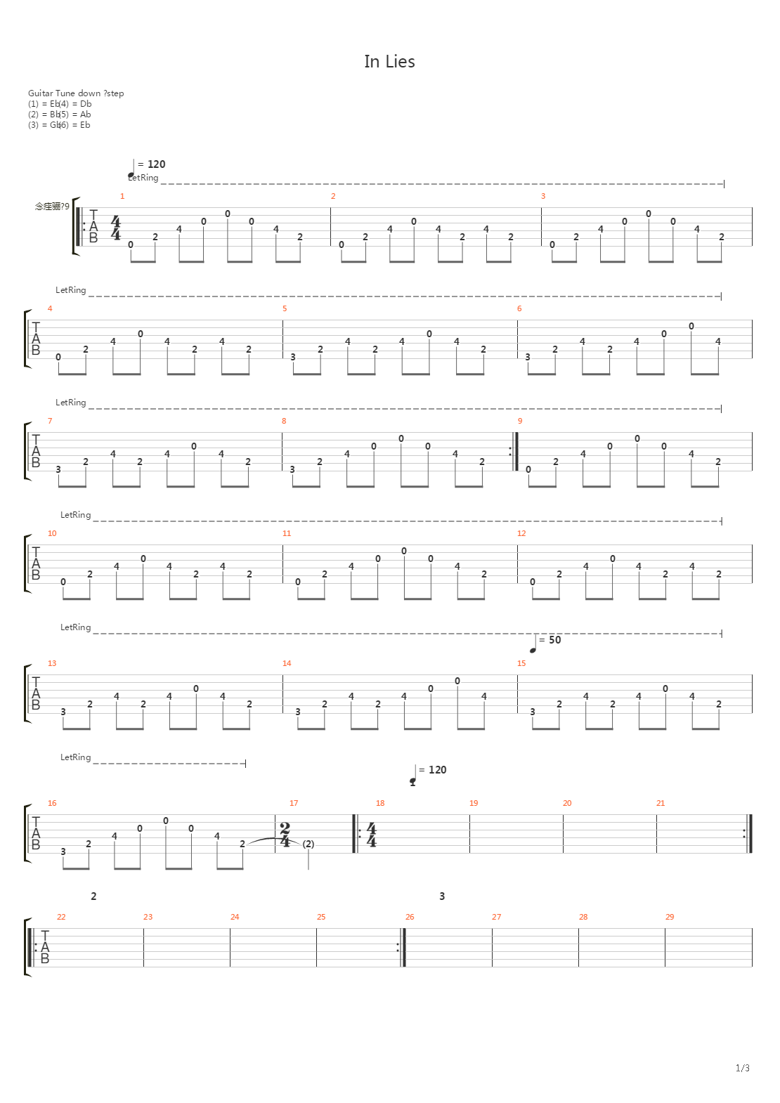 In Lies吉他谱