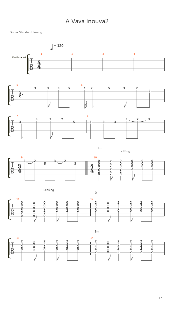 A Vava Inouva吉他谱