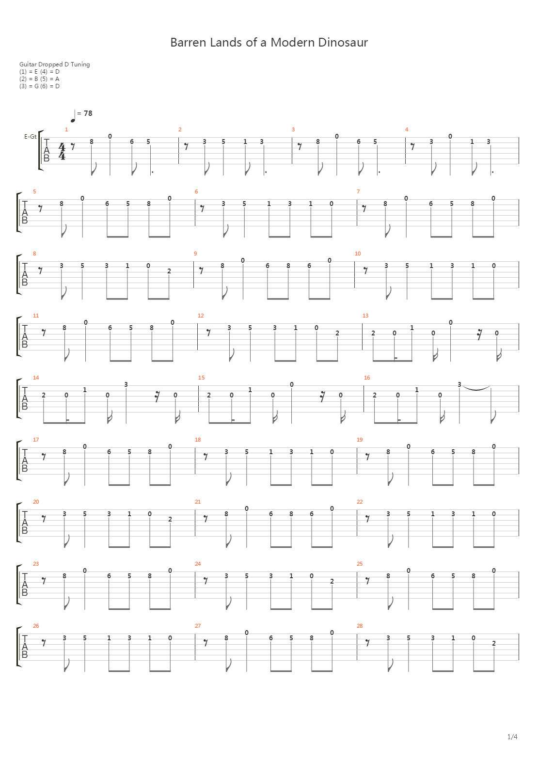 Barren Lands Of A Modern Dinosaur吉他谱