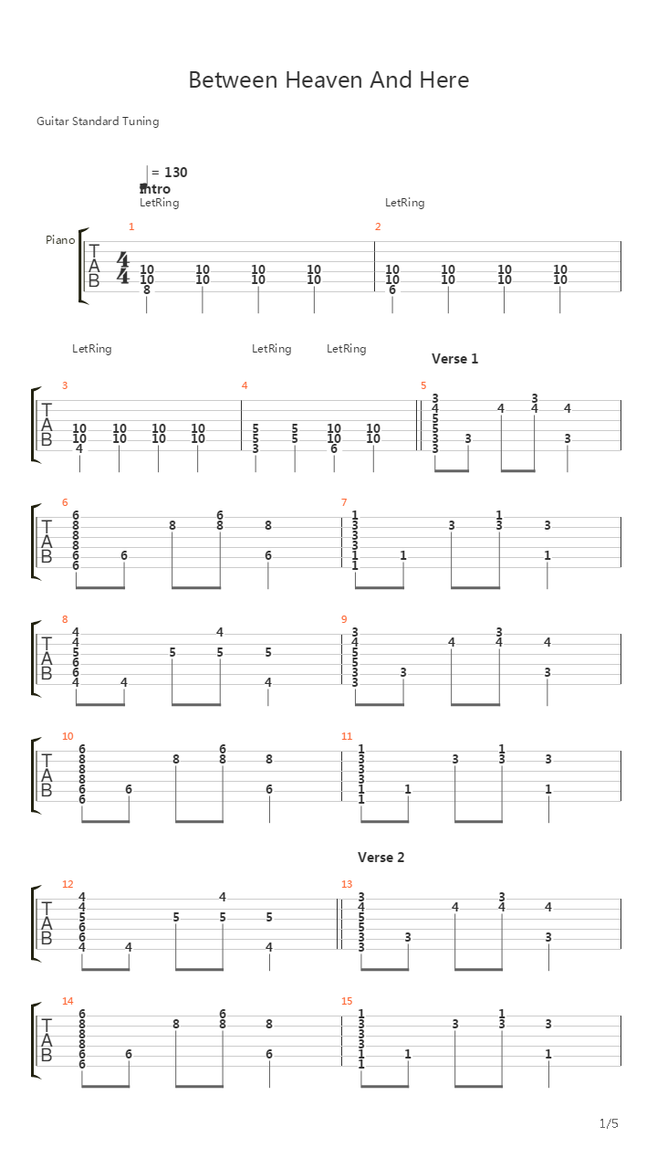 Between Heaven And Here吉他谱