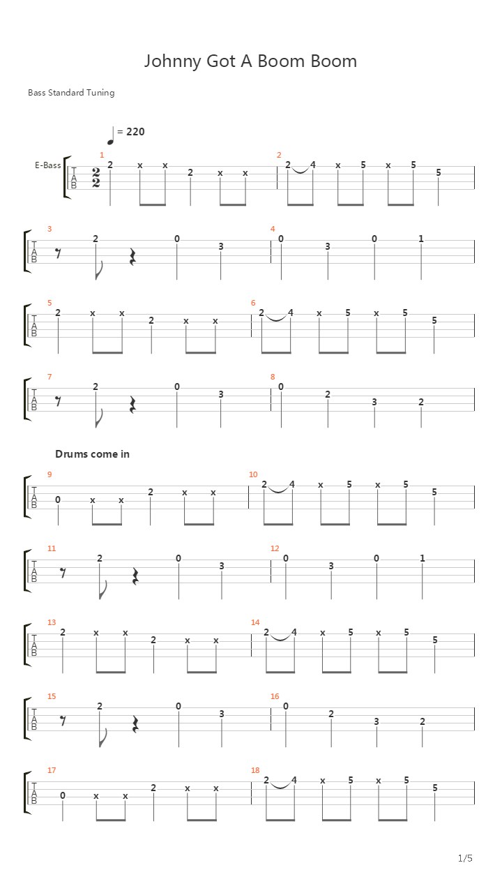 Johnny Got A Boom Boom吉他谱