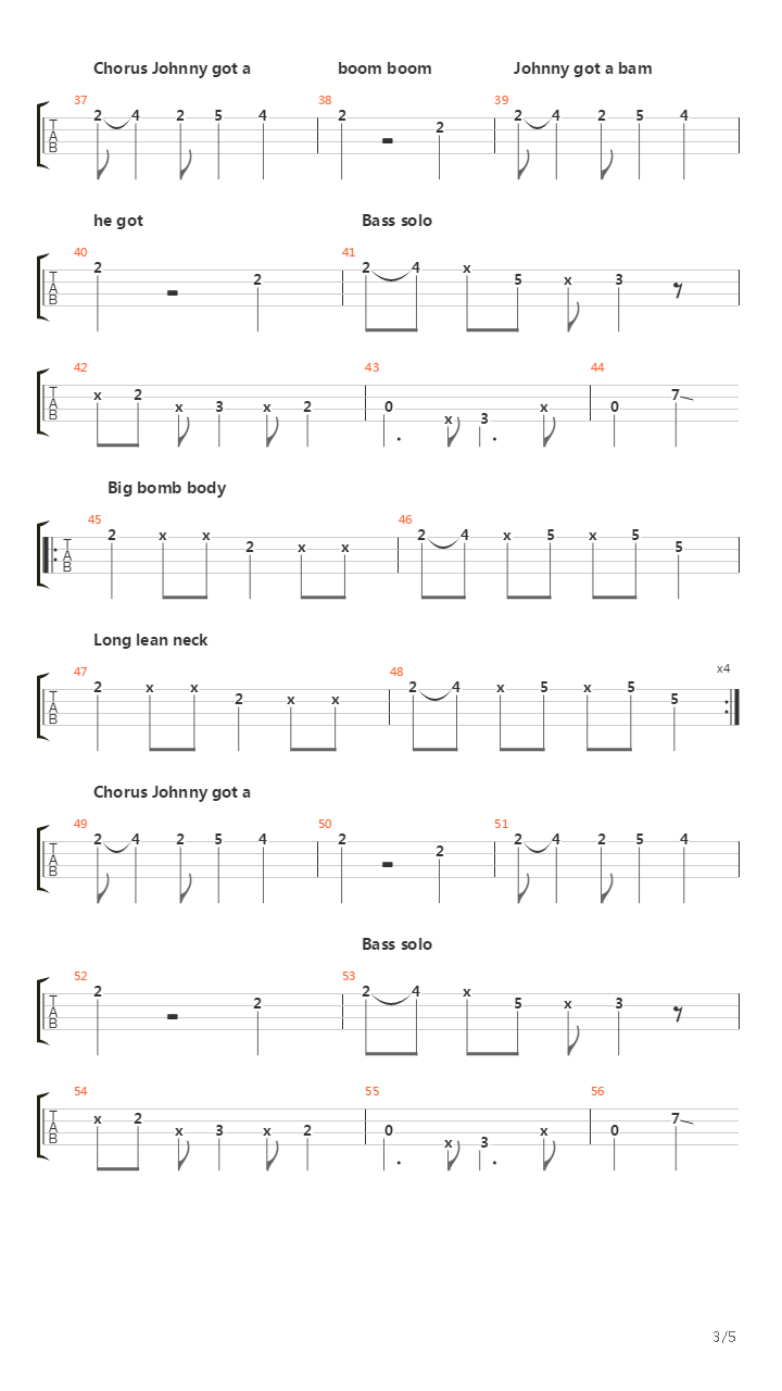 Johnny Got A Boom Boom吉他谱