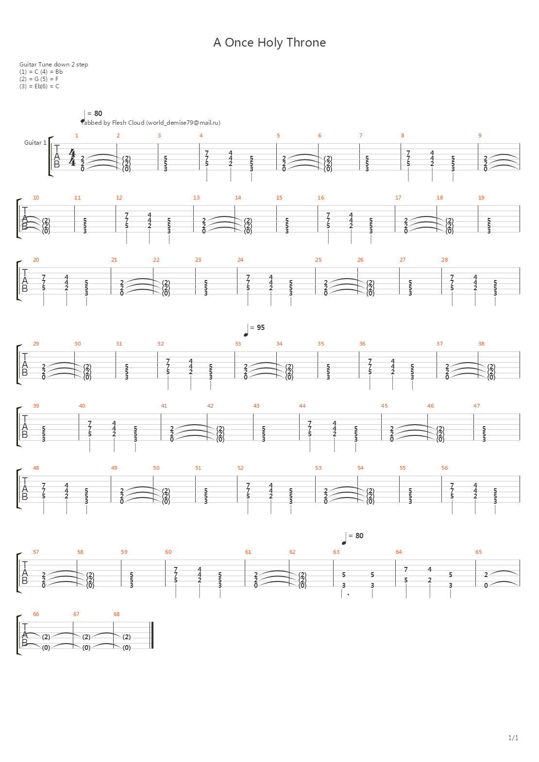 A Once Holy Throne吉他谱