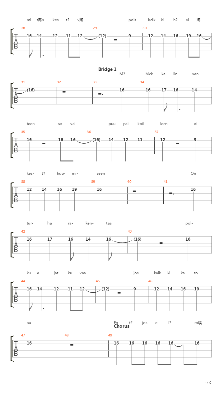 Ikuinen Virta吉他谱