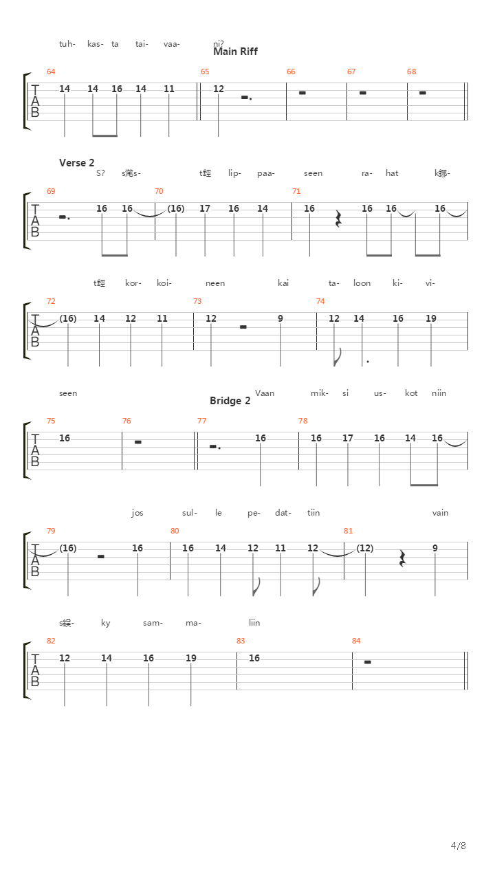 Ikuinen Virta吉他谱