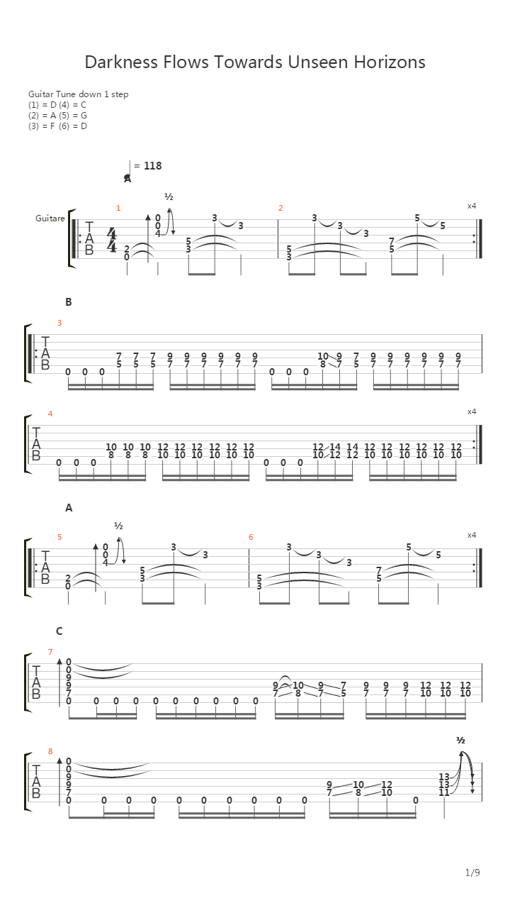 Darkness Flows Towards Unseen Horizons吉他谱