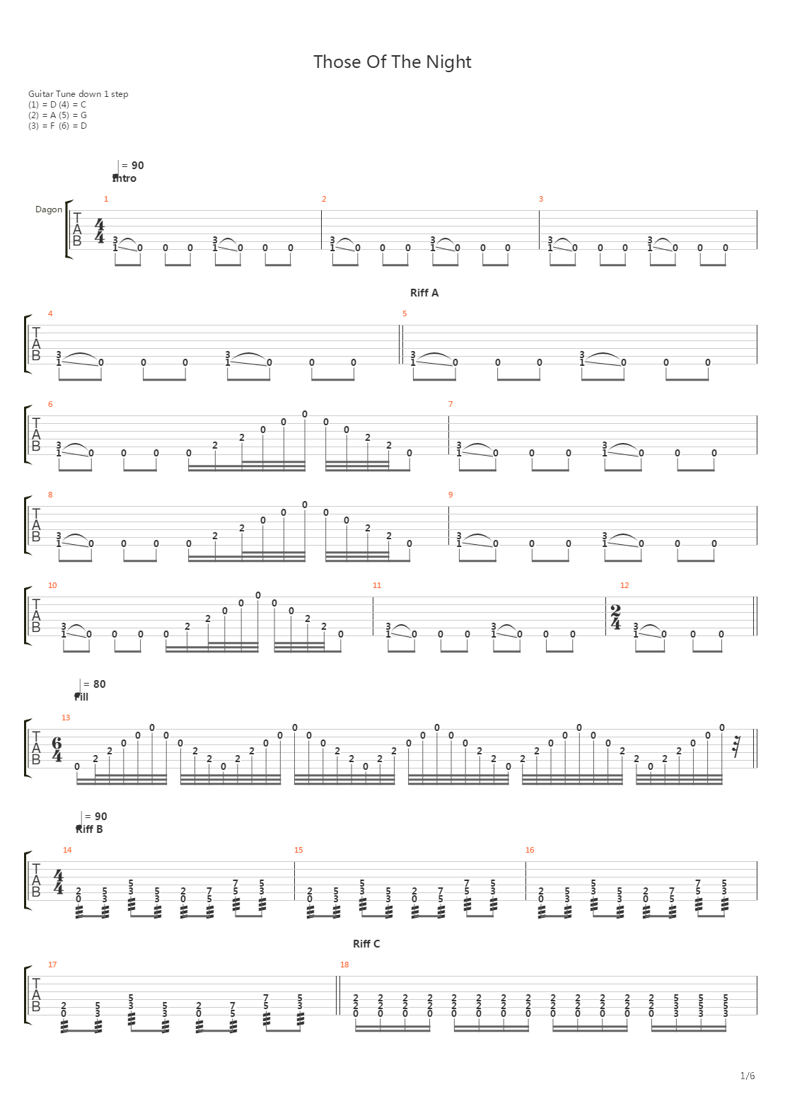 Those Of The Night吉他谱