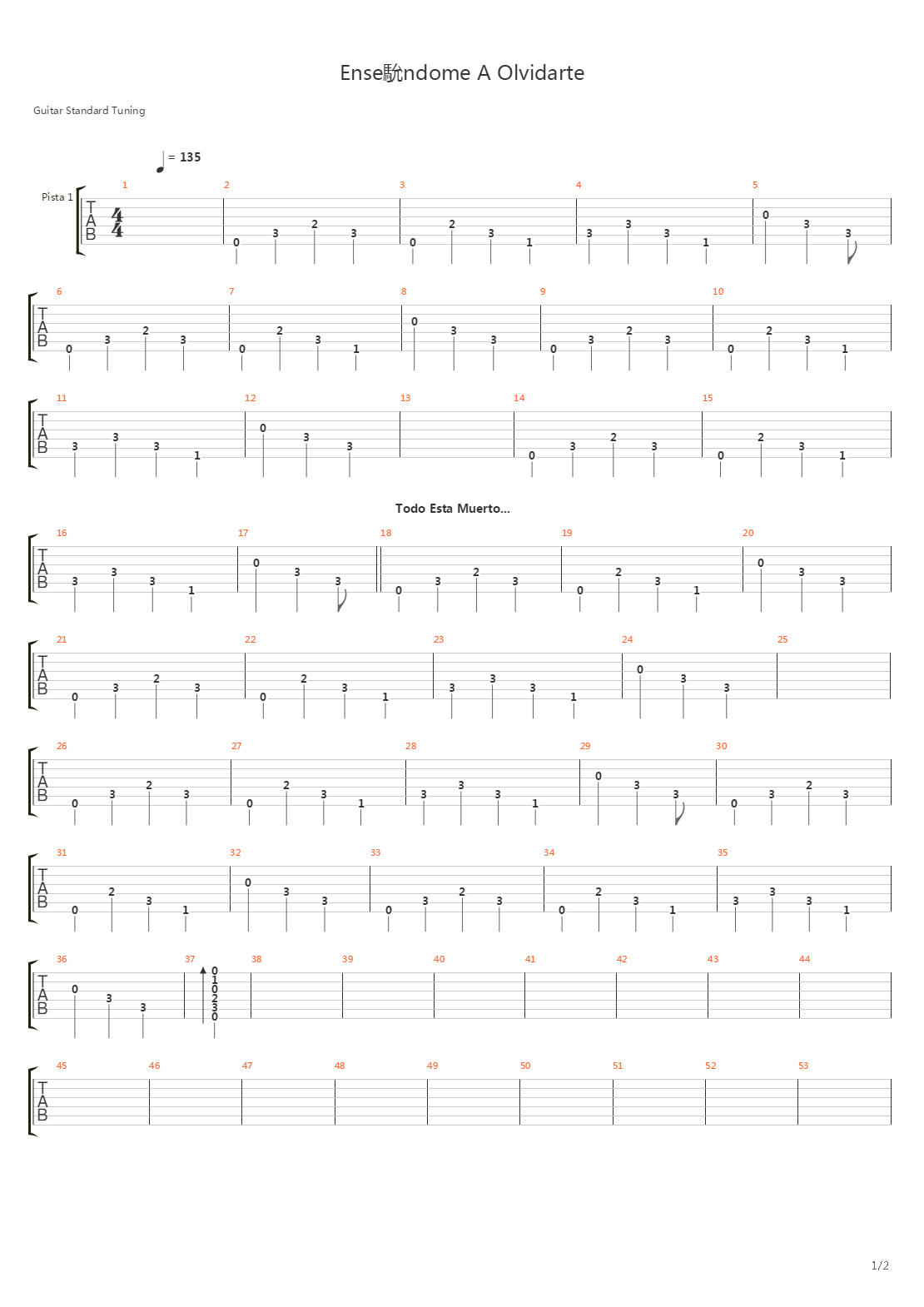 Enseandome A Olvidarte吉他谱
