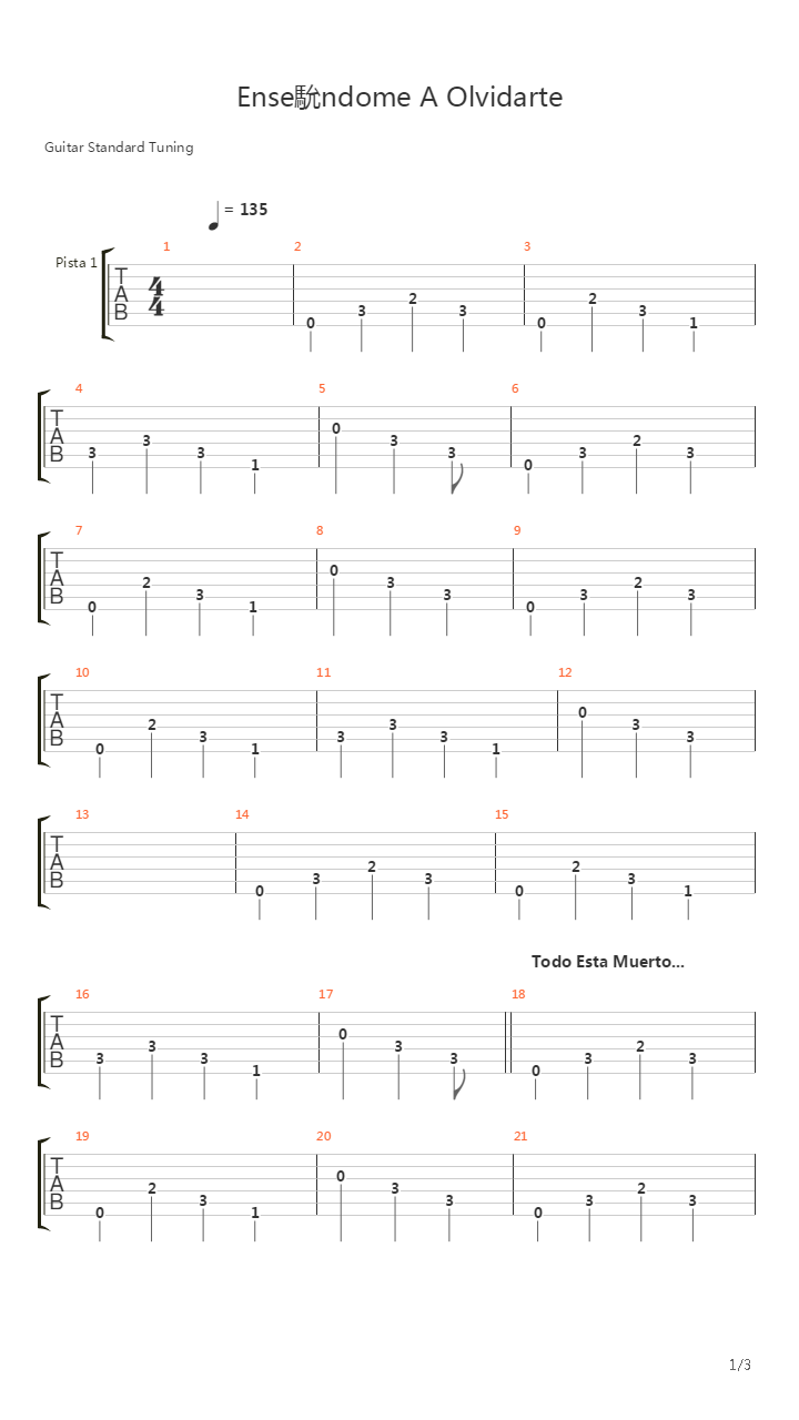 Enseandome A Olvidarte吉他谱