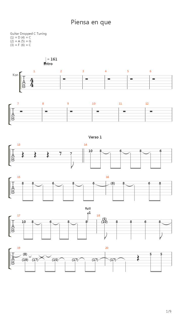 Piensa En Que吉他谱