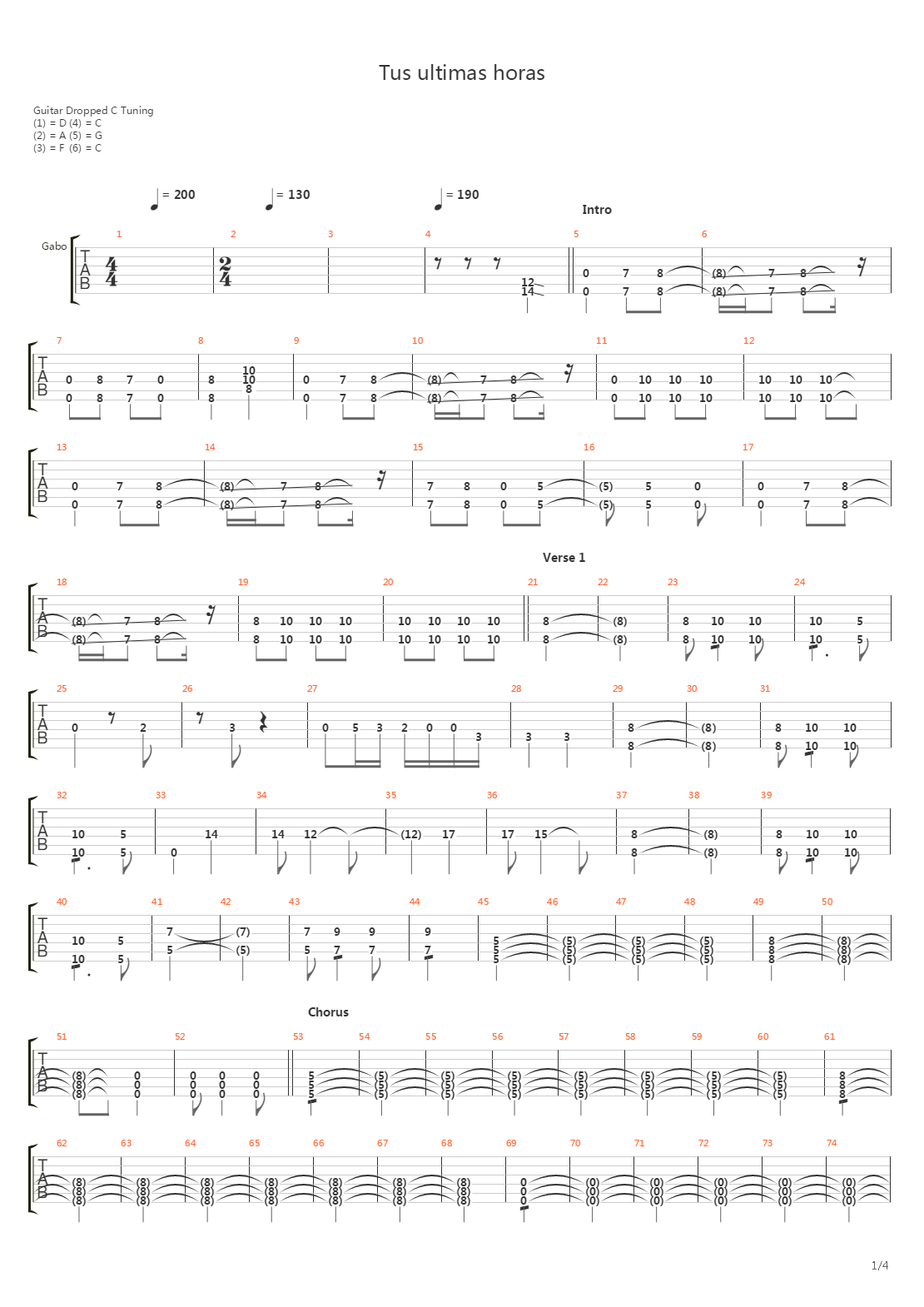 Tus Ultimas Horas吉他谱