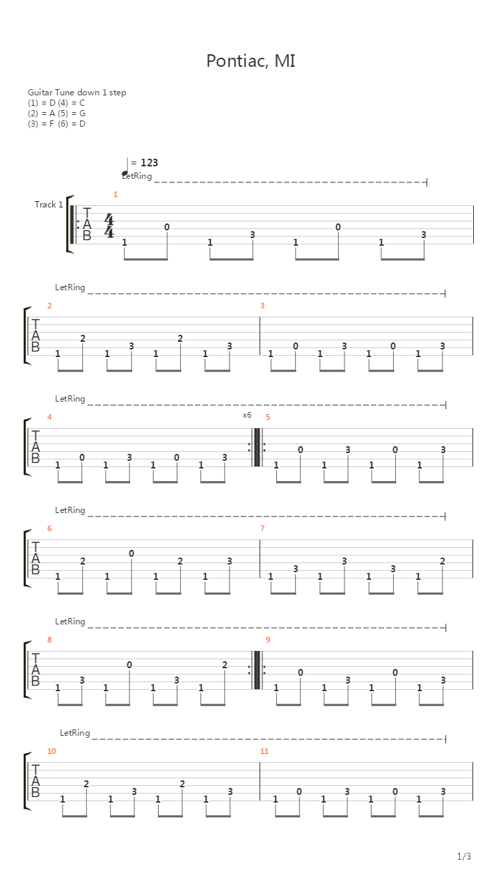 Pontiac Mi吉他谱