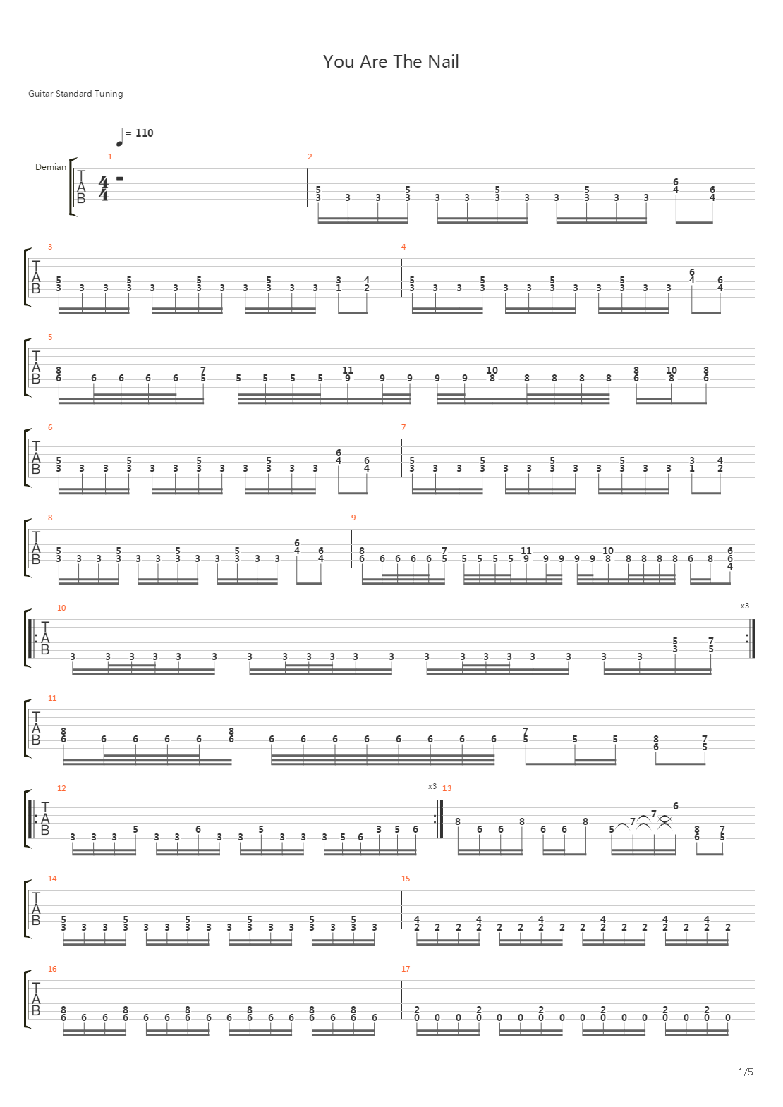 You Are The Nail吉他谱