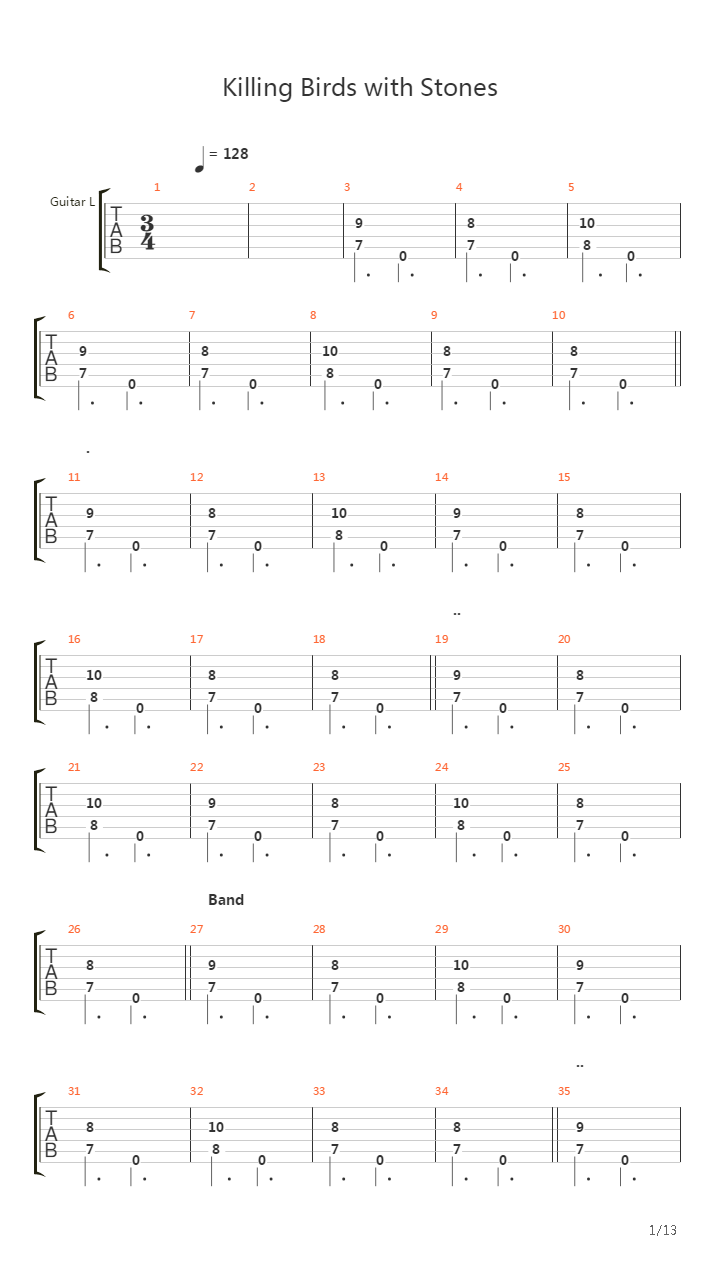 Killing Birds With Stones吉他谱