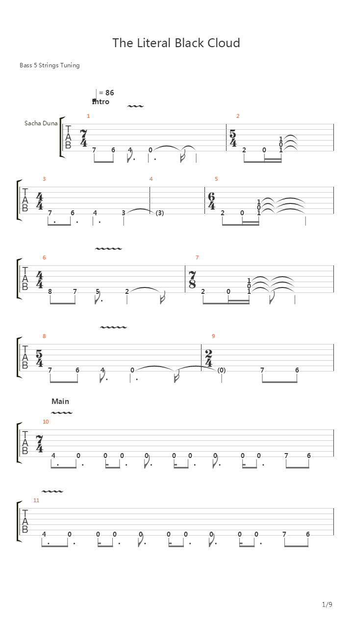The Literal Black Cloud吉他谱