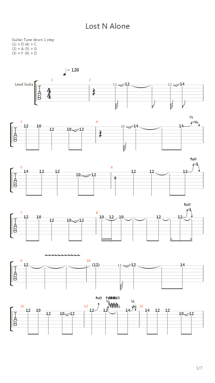 Lost N Alone吉他谱