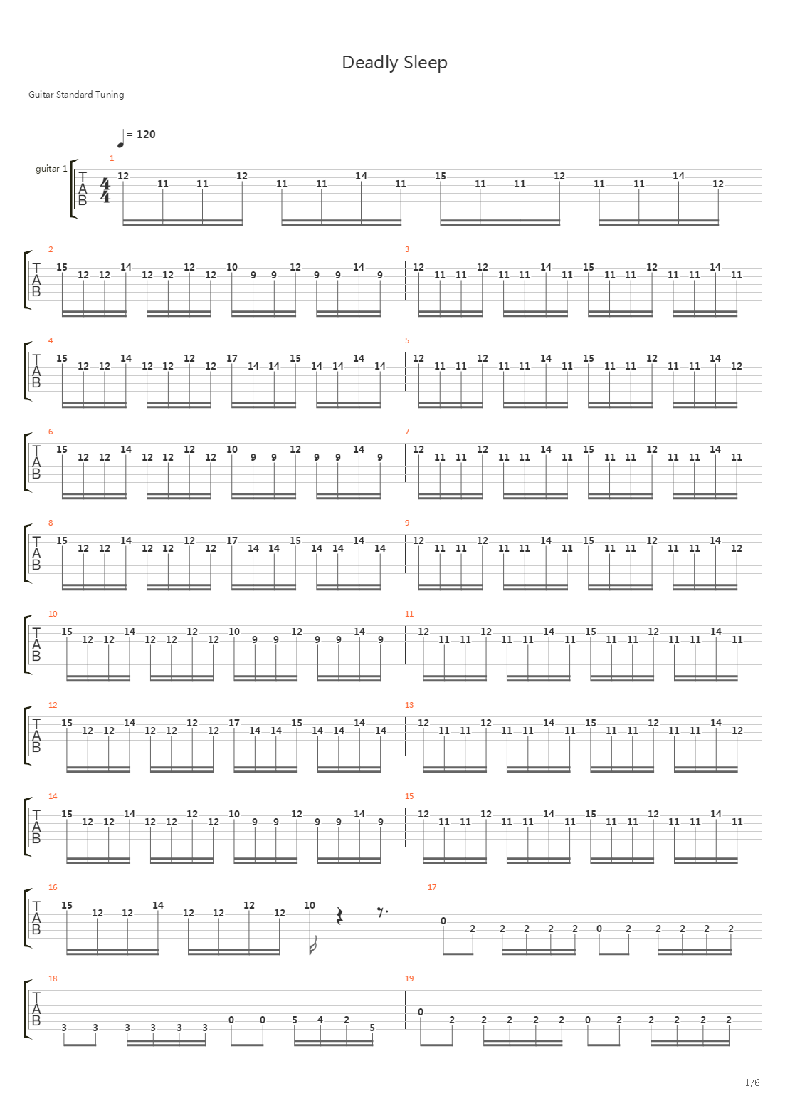 Deadly Sleep吉他谱