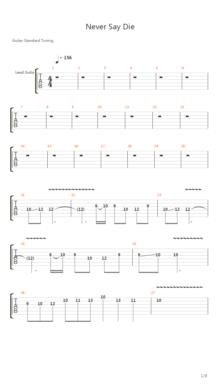 Never Say Die吉他谱