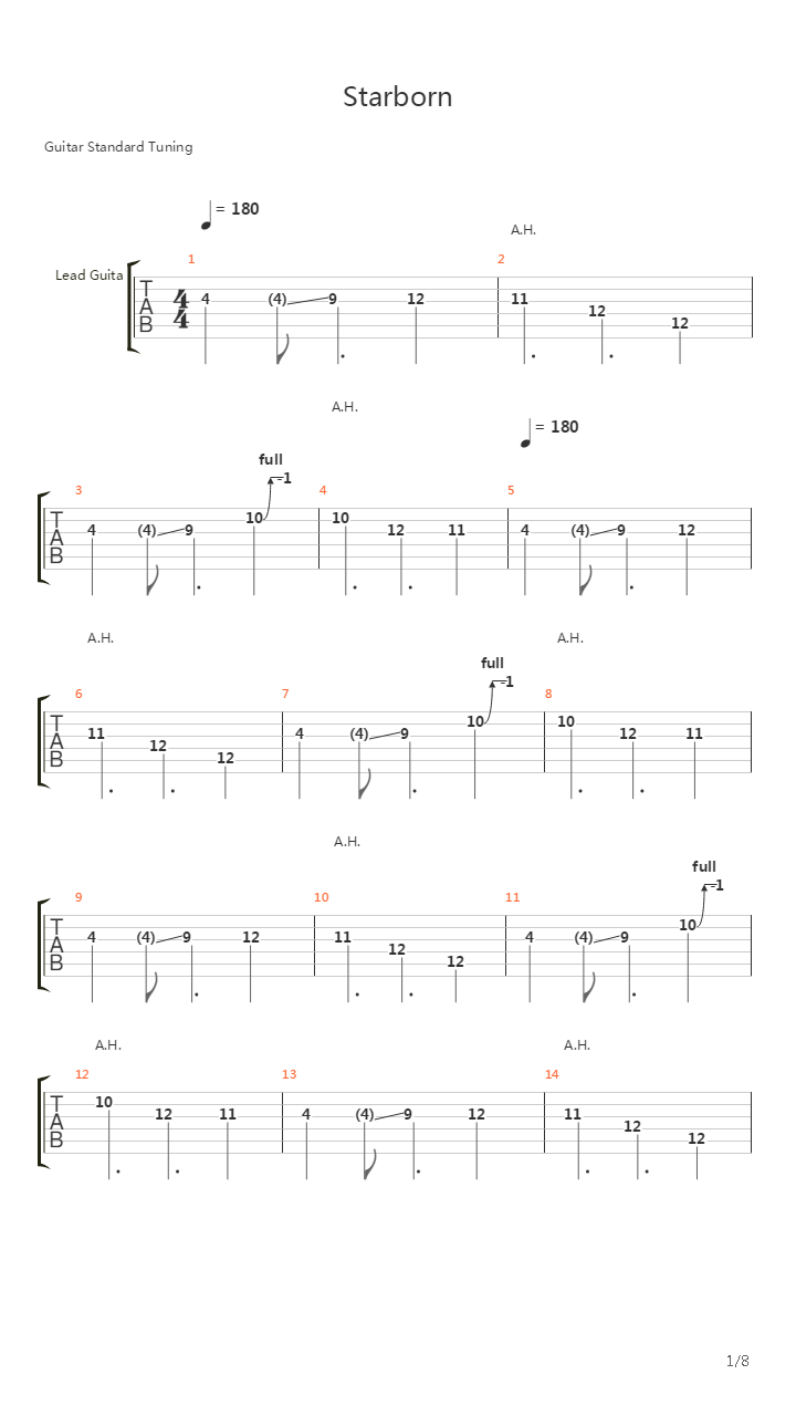 Starborn吉他谱