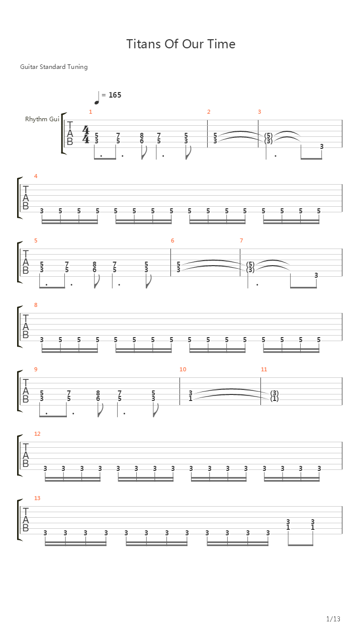 Titans Of Our Time吉他谱