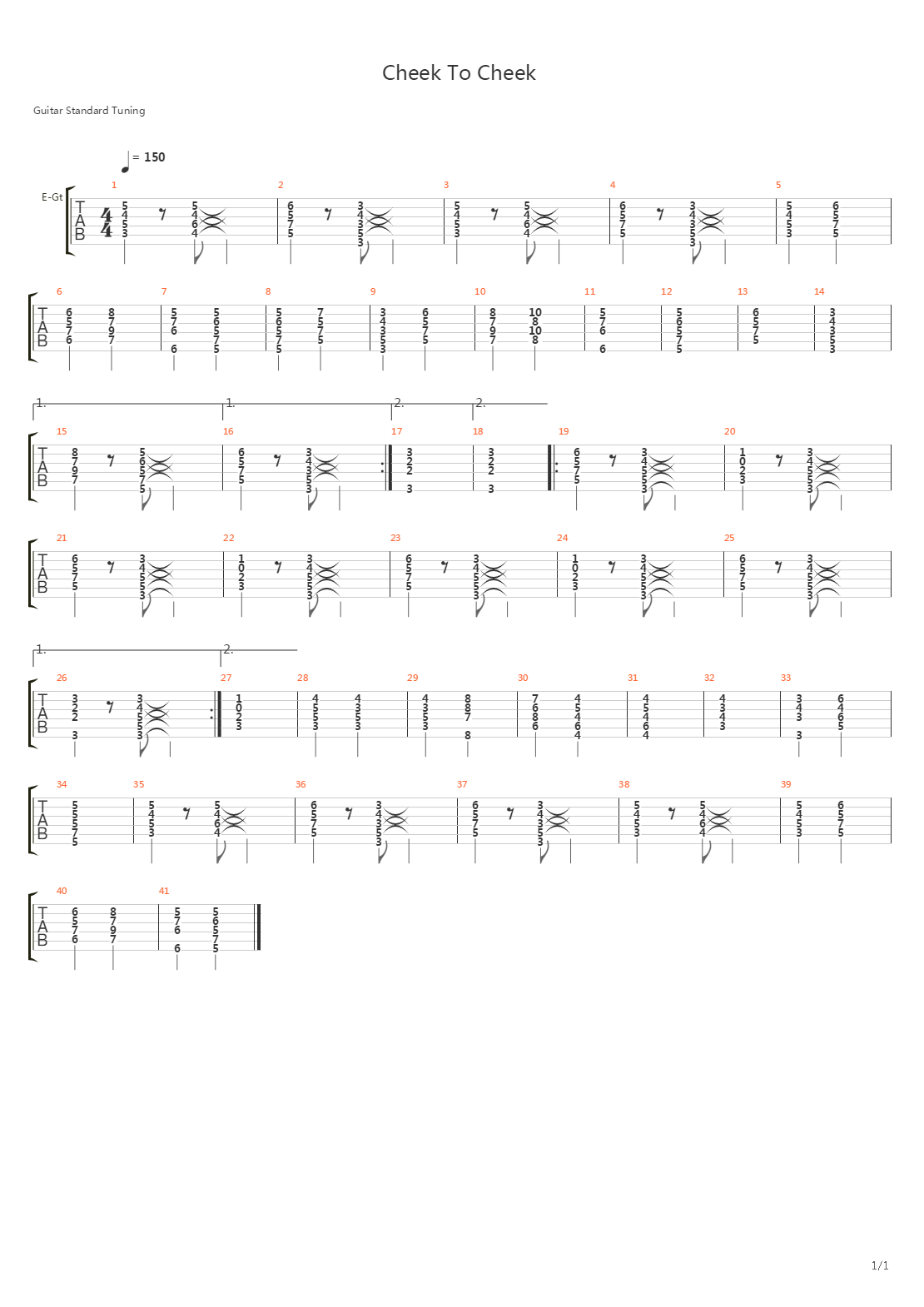 Cheek To Cheek吉他谱