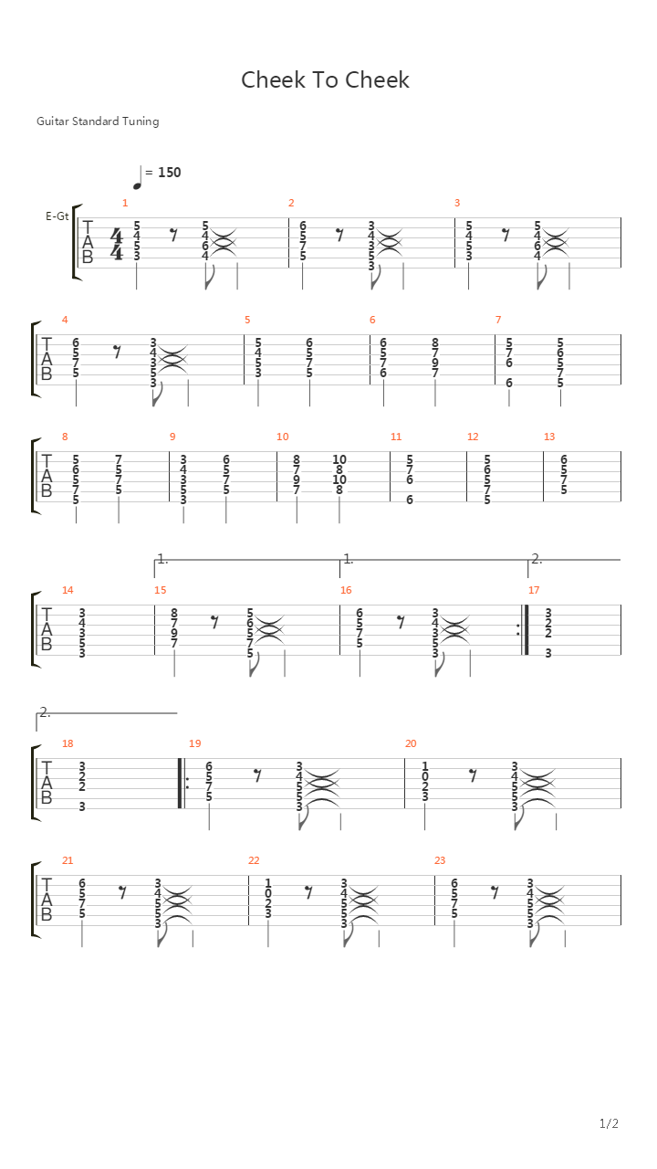 Cheek To Cheek吉他谱
