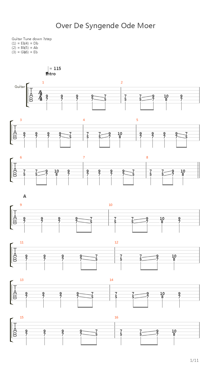 Over De Syngende Ode Moer吉他谱