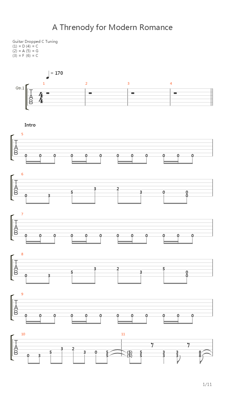 A Threnody For Modern Romance吉他谱