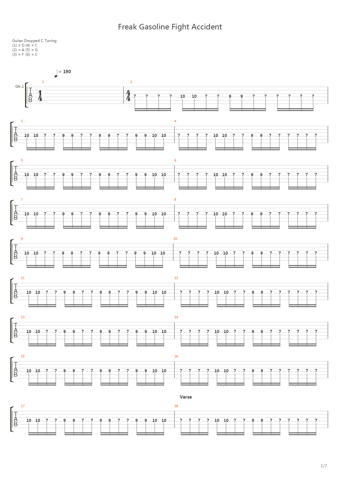 Freak Gasoline Fight Accident吉他谱