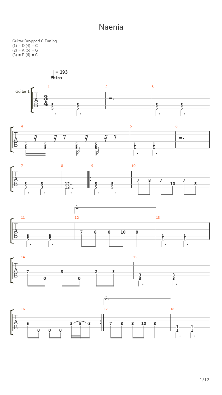 Naenia吉他谱