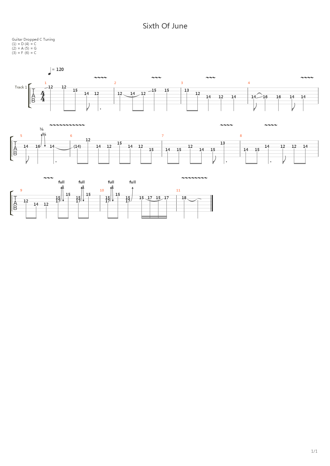 Sixth Of June吉他谱