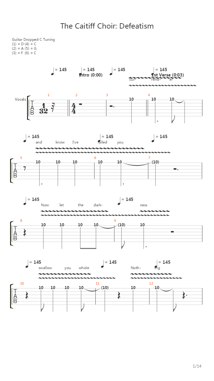 The Caitiff Choir Defeatism吉他谱