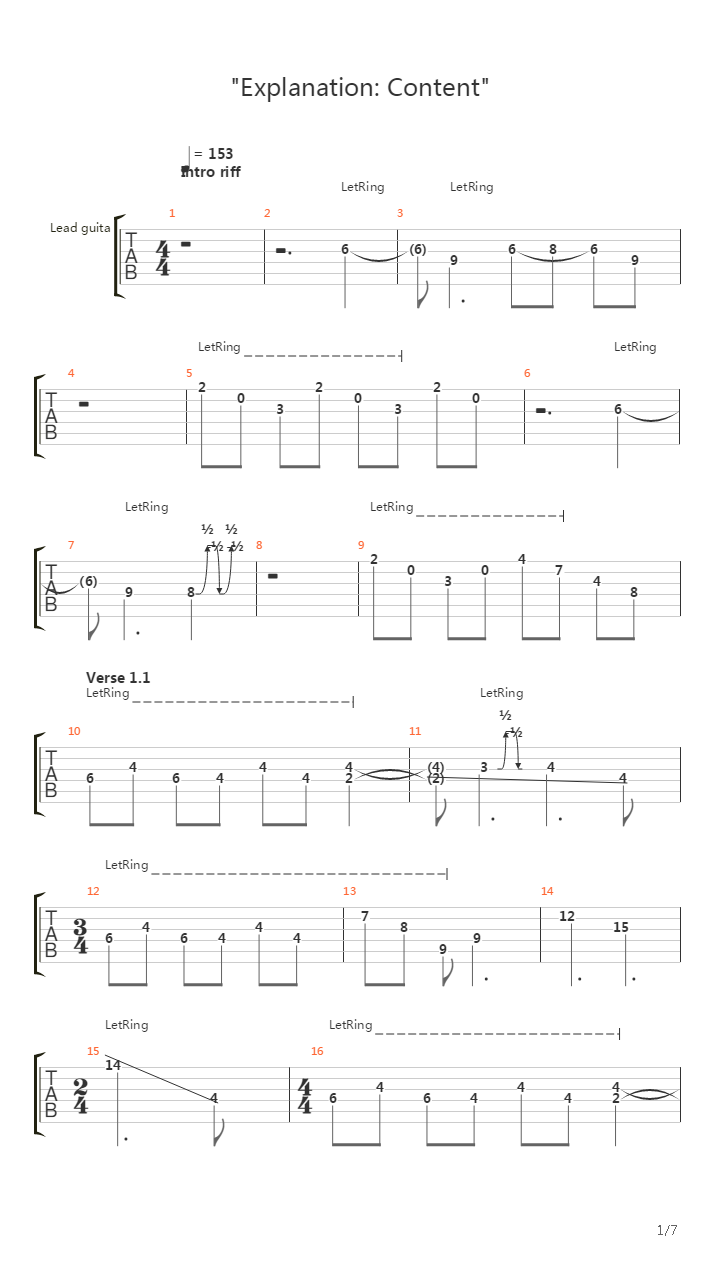 Explanation Content吉他谱