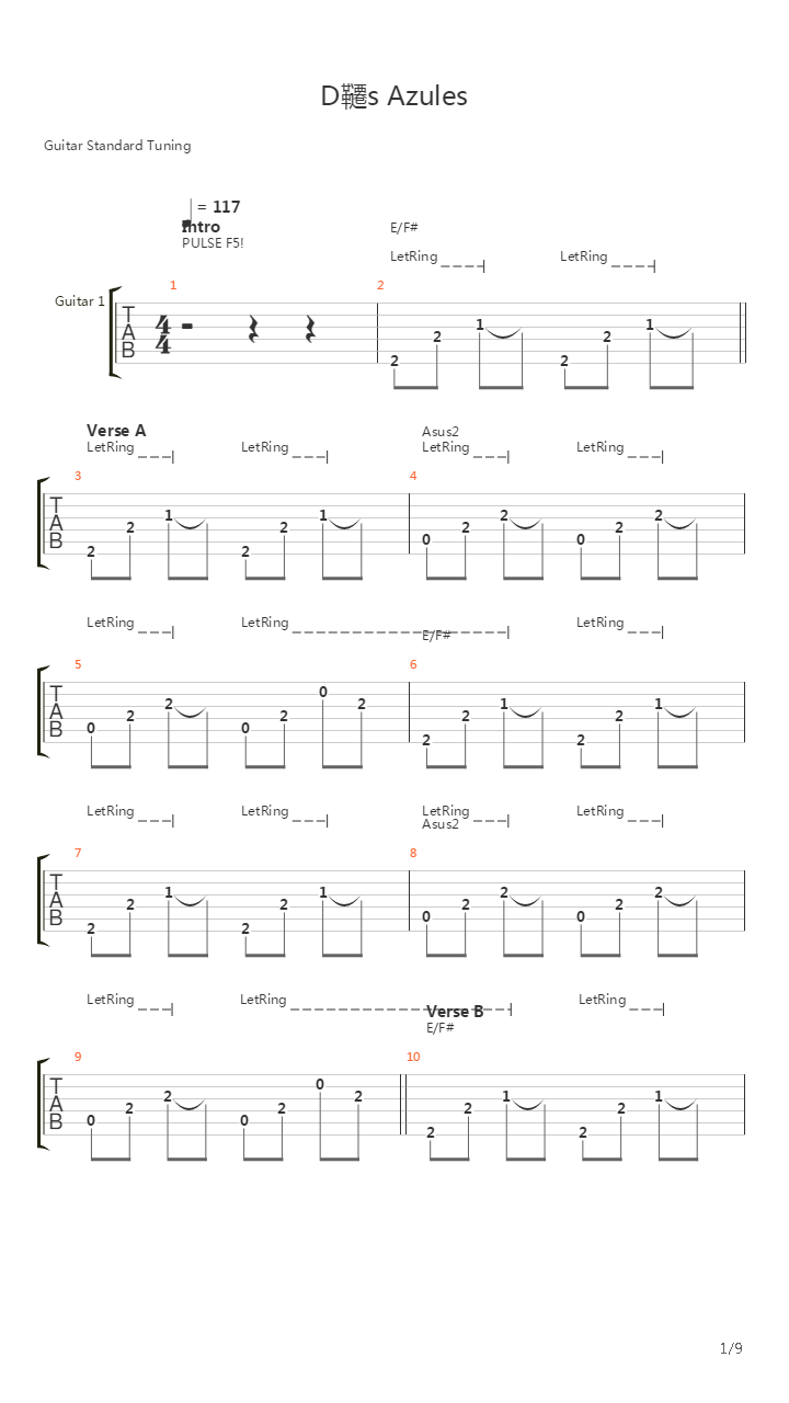 Dias Azules吉他谱