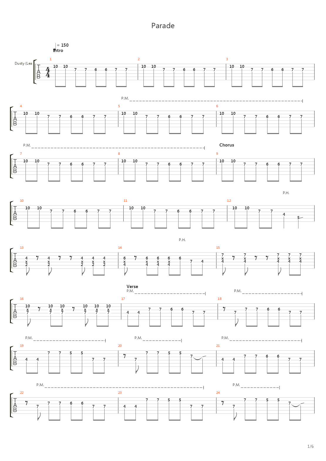 Parade吉他谱