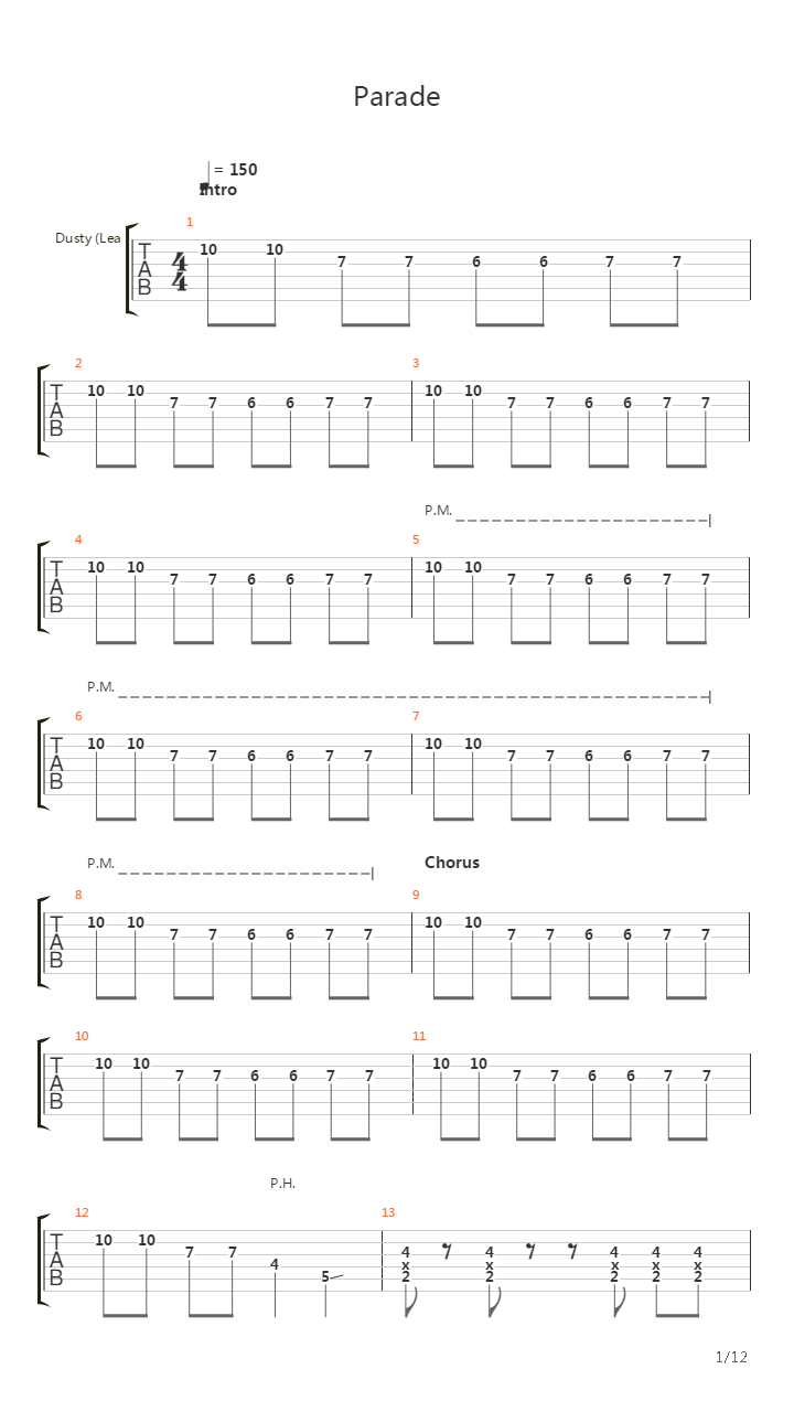 Parade吉他谱