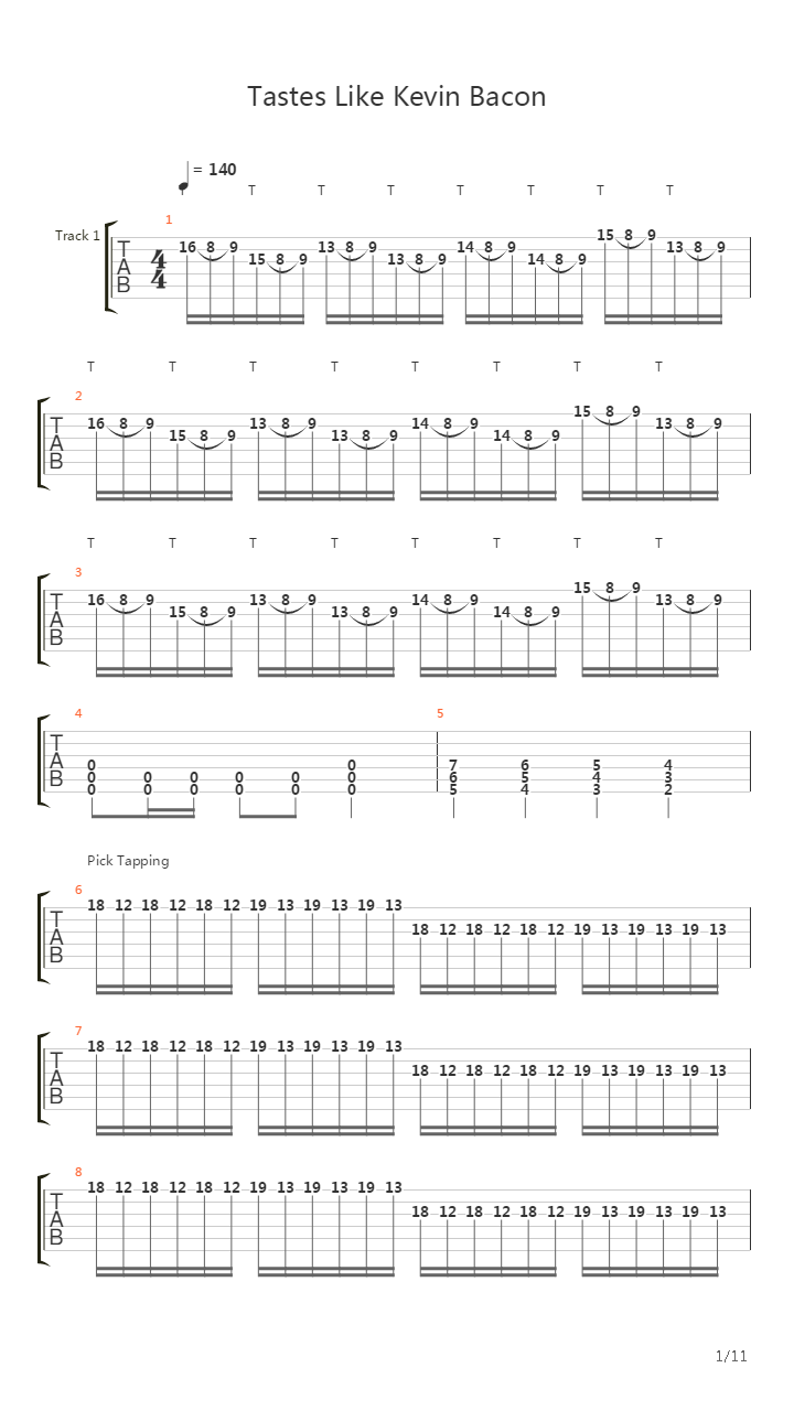 Tastes Like Kevin Bacon吉他谱