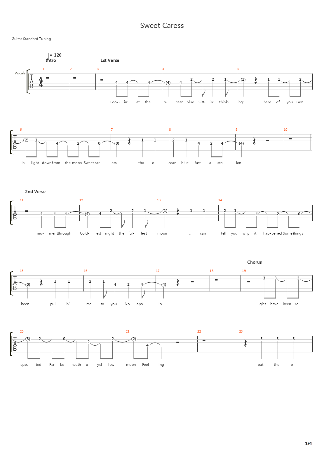 Sweet Caress吉他谱