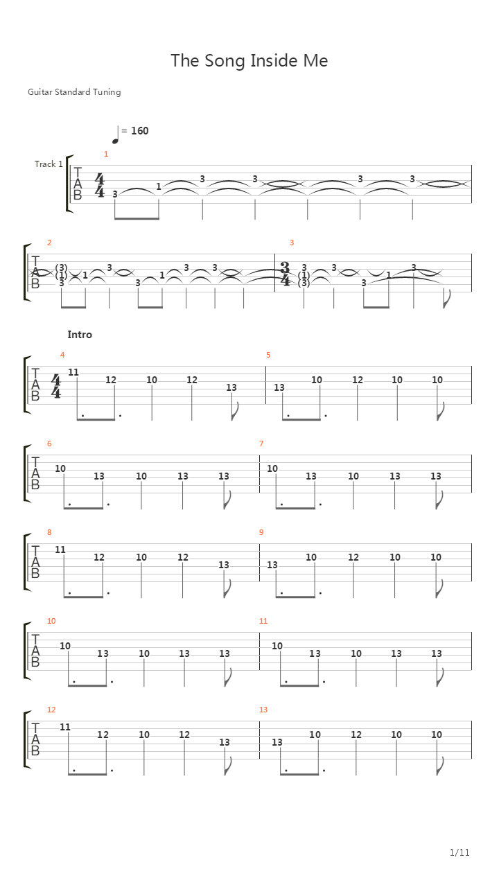 The Song Inside Me吉他谱